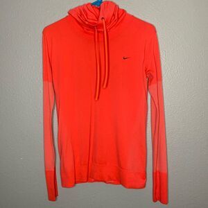 Nike Funnel Neck Neon Coral Stretch Running Pullover Size Small